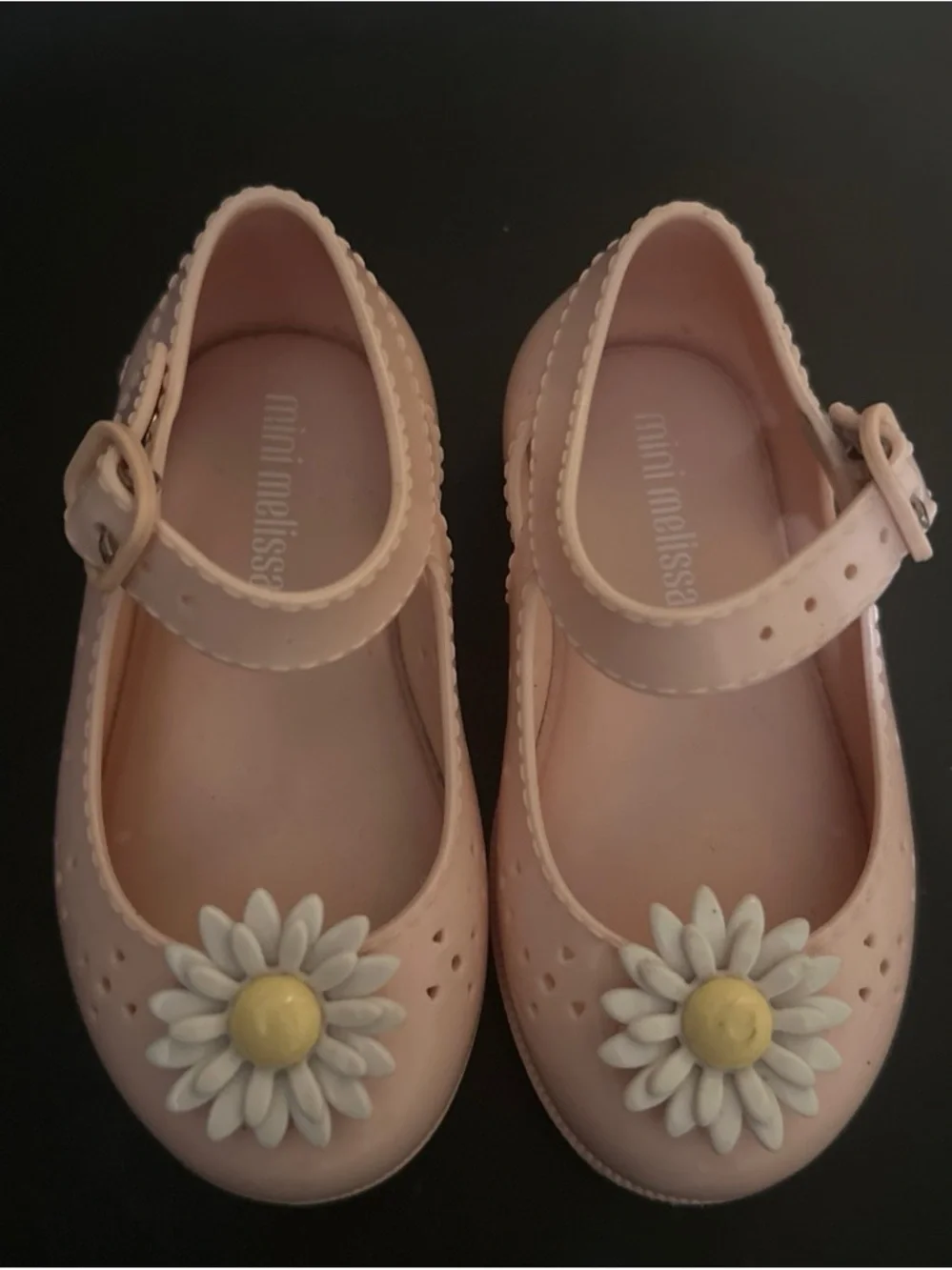 Mini Melissa Pale Pink Girls' Mary Janes with Daisy Accent